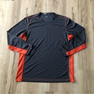 Alo Yoga Grey and Orange Long Sleeve Athletic Shirt
